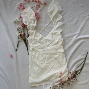 White Mini Dress Cross Open Back